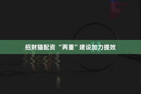 招财猫配资 “两重”建设加力提效
